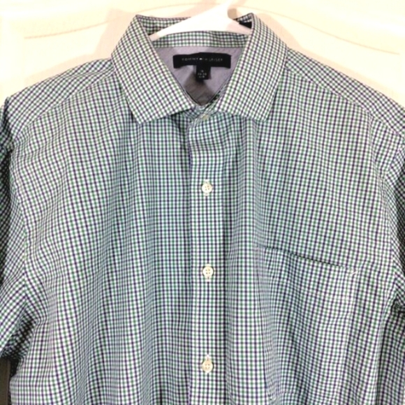 Tommy Hilfiger Mens Dress Shirt Size 16 34-35 L Button Front Shirt Long Sleeve - Picture 1 of 5